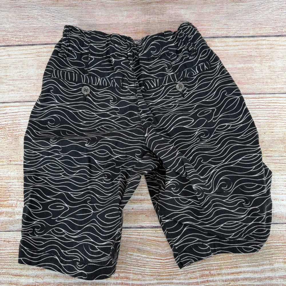 Arizona Jean Co Boys Size 10 Classic Fit Shorts Black White Wave‎ Print Cotton